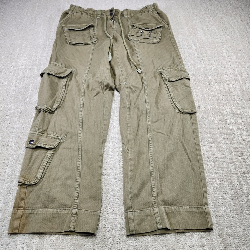 Free People Pants Women XS Tahiti Pull On Cargo Green Baggy Heritage Paratrooper - Picture 9 of 12